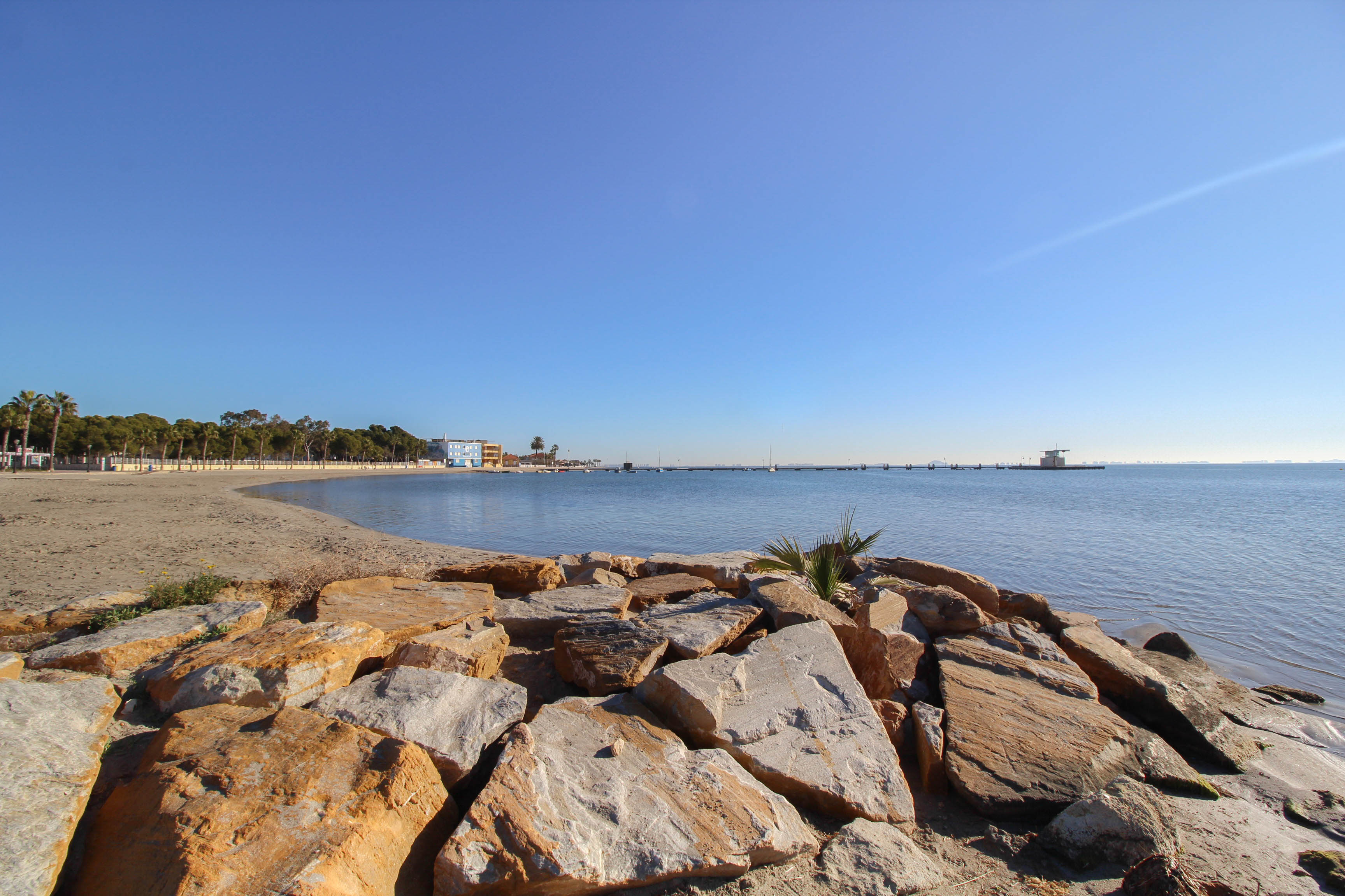 Calm water and shoreline at the Mar Menor